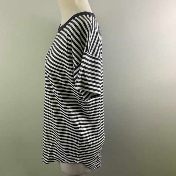 NWT MADEWELL Grey Ivory Striped Crew Neck Organic Cotton Tee‎ (S) - Picture 5 of 9
